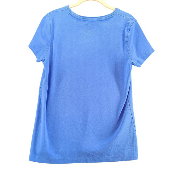 St. John's Bay Womens Top Blue Size Medium 100% Cotton Short Sleeve Pullover - Picture 2 of 12